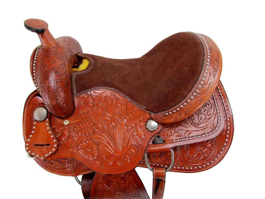 Tooled Leather Western Horse Saddle 15 16 17 18 J3532
