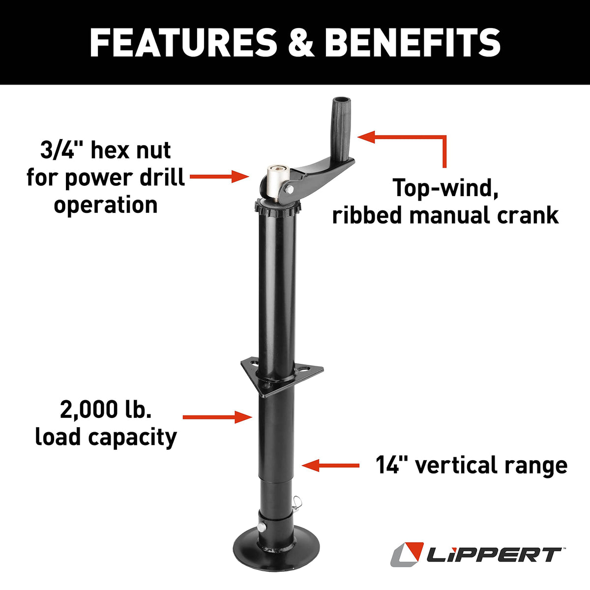 Black Tongue Jack for Trailers P120