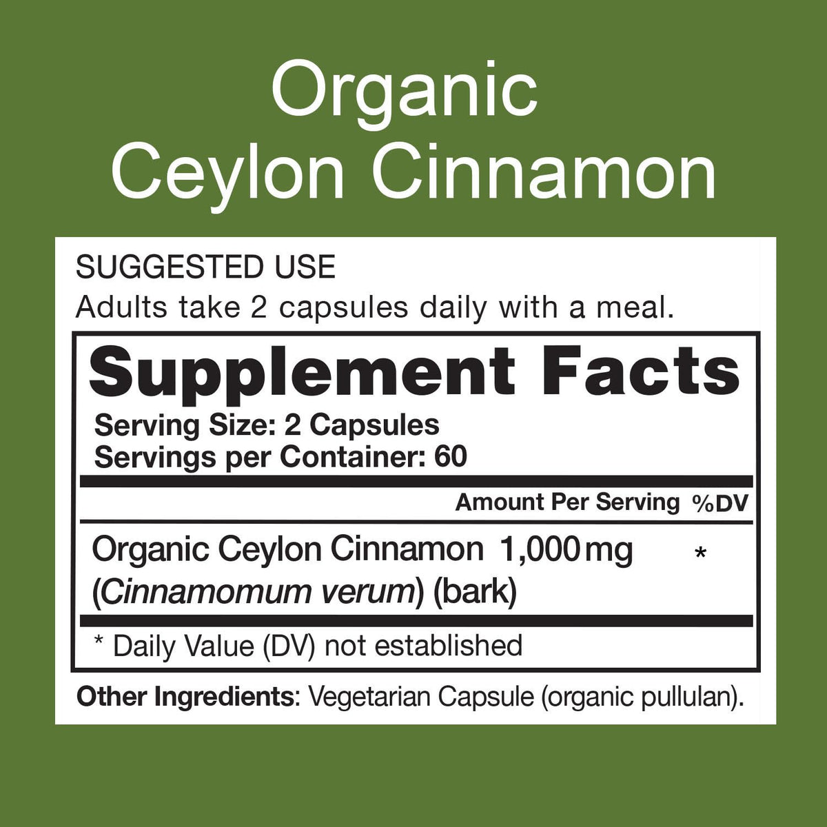 Organic Ceylon Cinnamon Supplement, 120 Capsules X3742