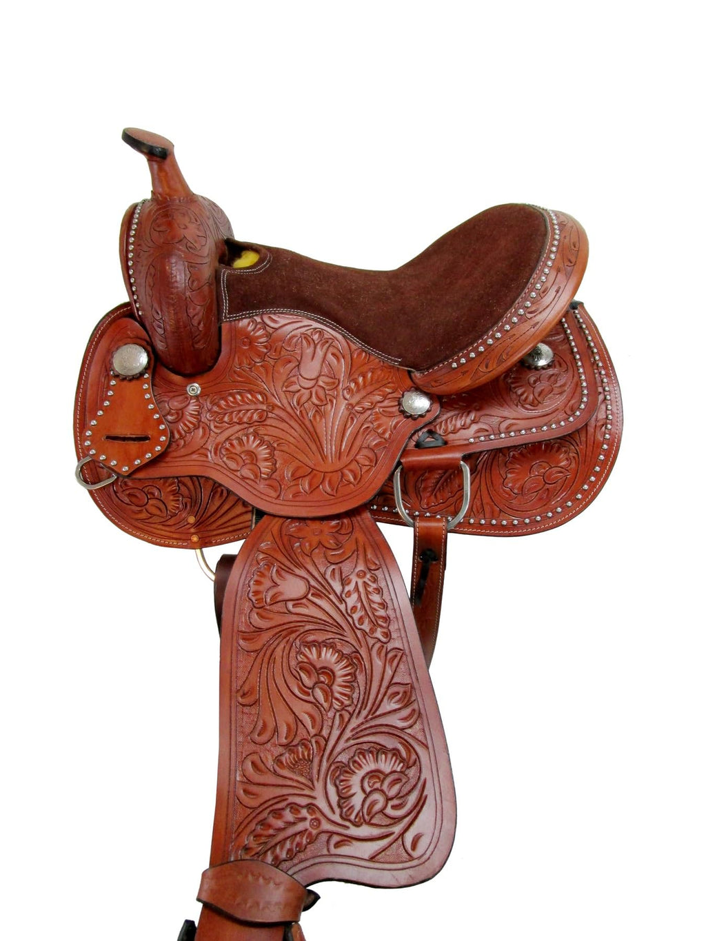 Tooled Leather Western Horse Saddle 15 16 17 18 J3532