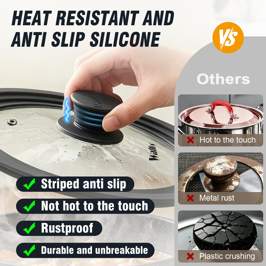 Universal Pan Lid with Heat Resistant Silicone Rim and Tempered Glass, Fits 8" to 12" Cookware T6705