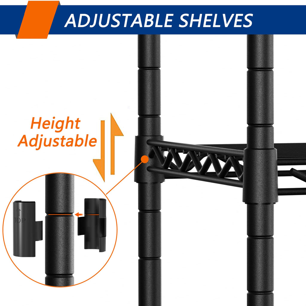 4-Shelf Adjustable Metal Storage Shelving Unit on Wheels, Black T9193