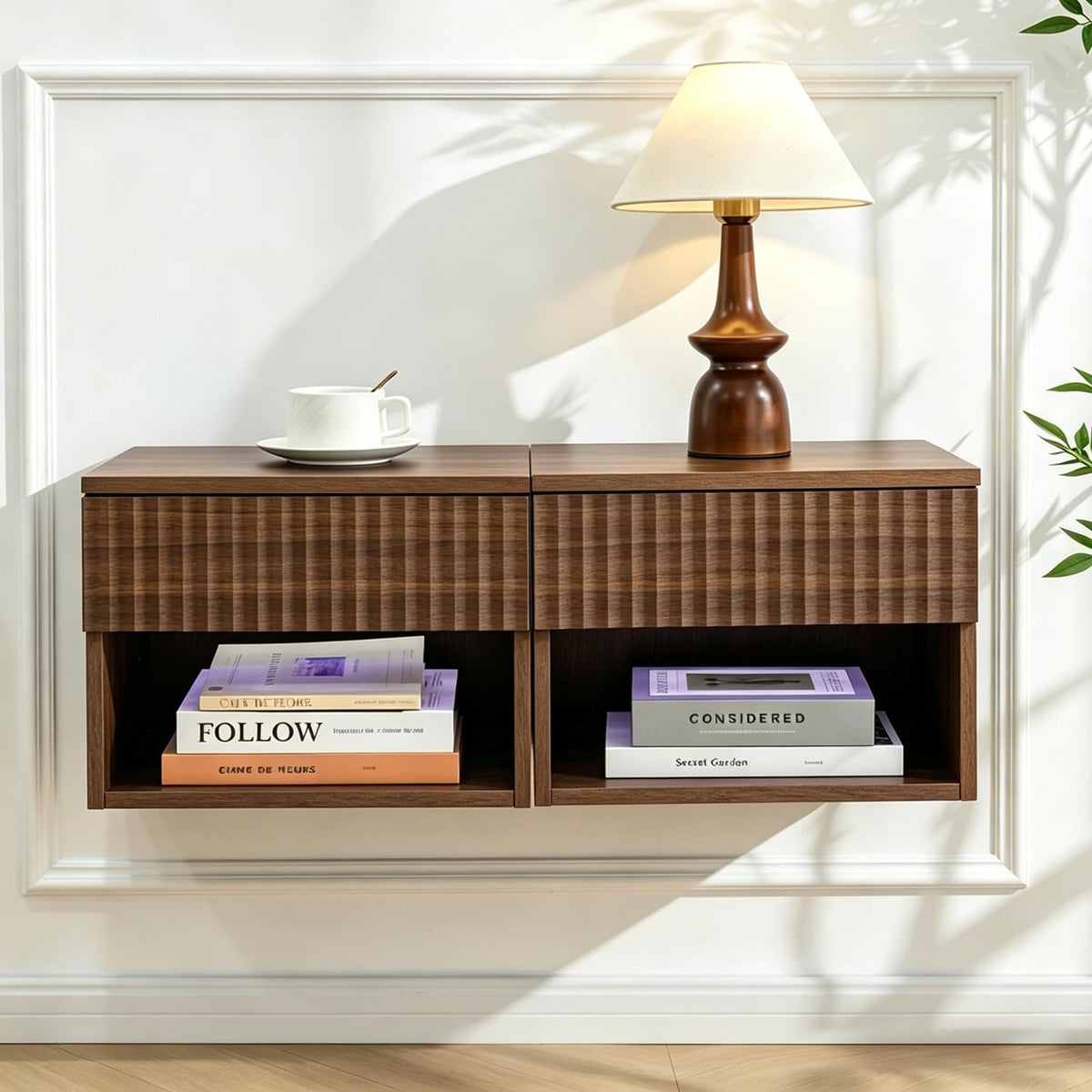 Wall Mounted Floating Nightstand Set of 2 with Drawer P525