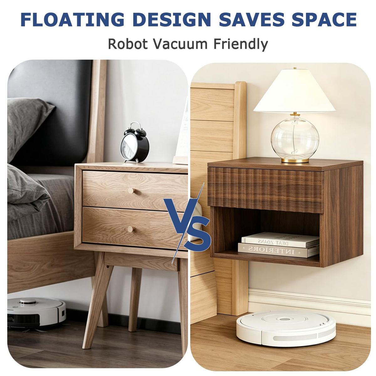 Wall Mounted Floating Nightstand Set of 2 with Drawer P525