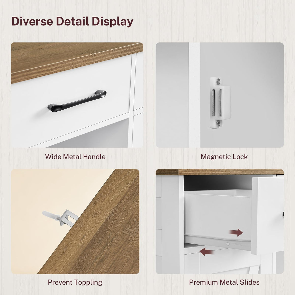 White Storage Cabinet with 3 Drawers and 2 Doors B61535