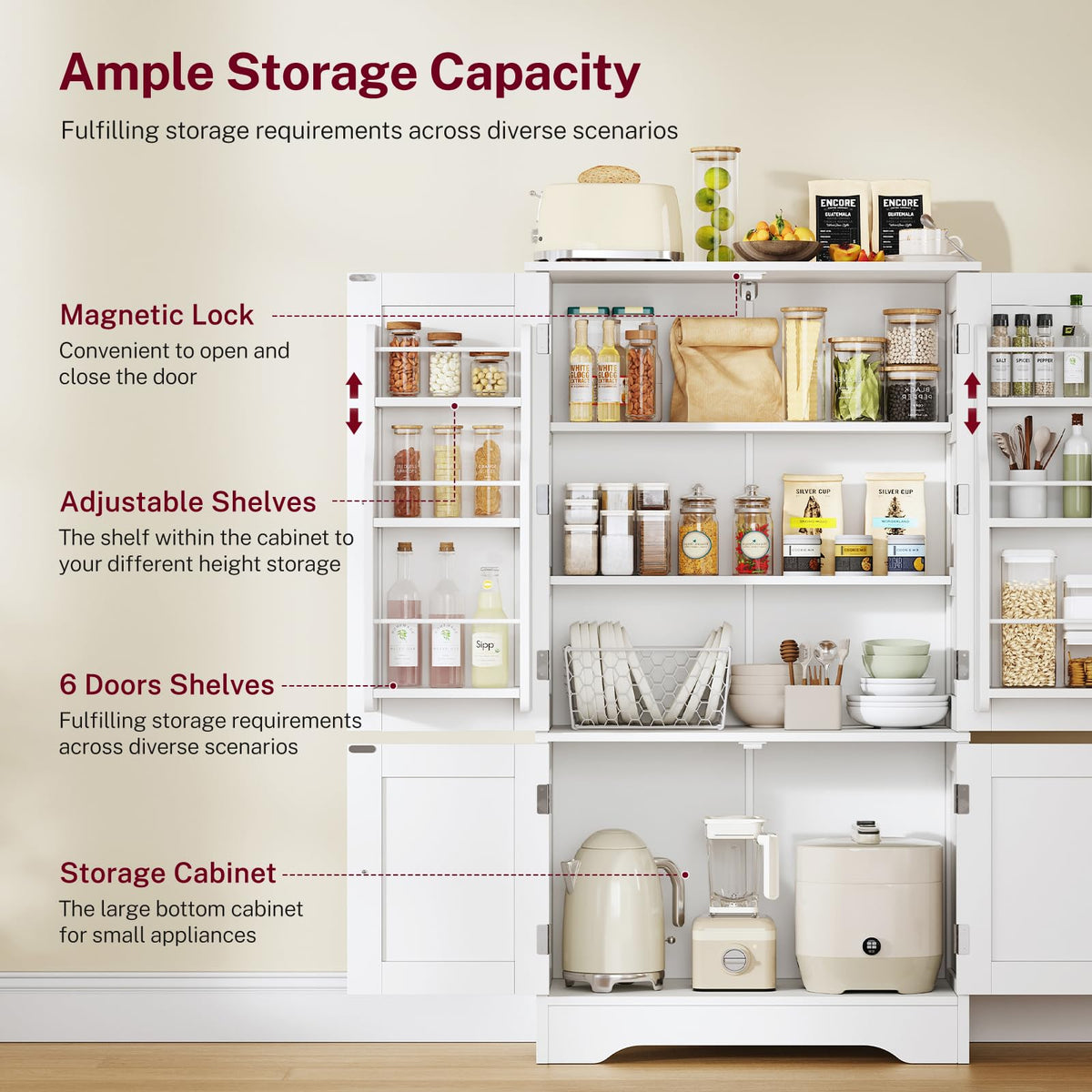 43”H Pantry Cabinet with 4 Doors Y502429