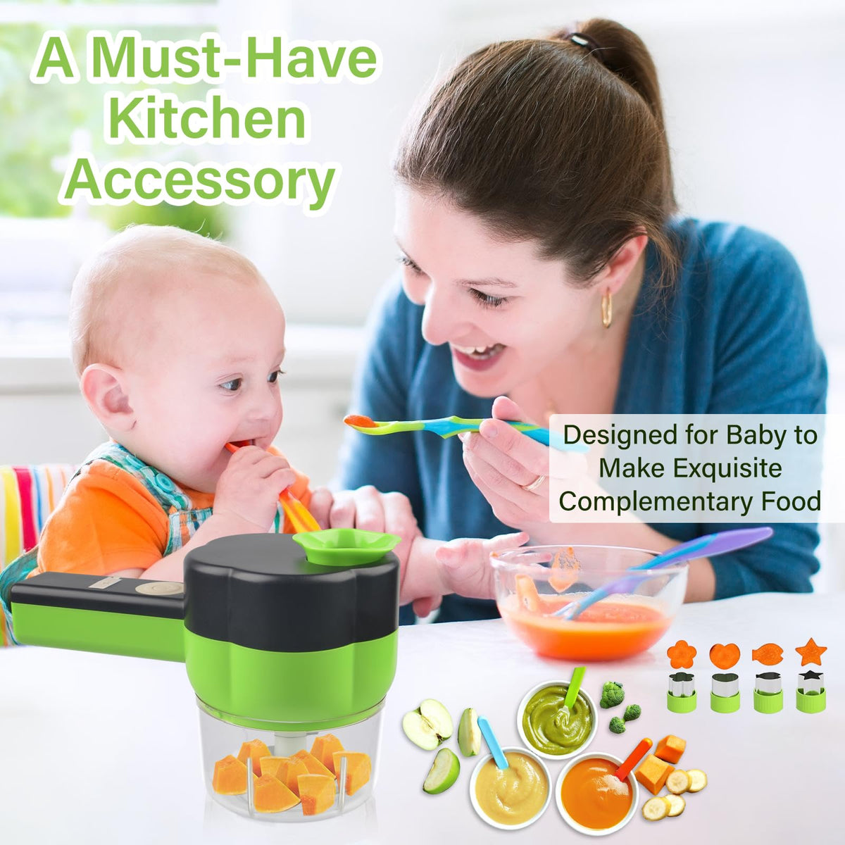 Electric Vegetable Slicer Set 4 in 1 Portable Rechargeable Wireless Food Processor O5620