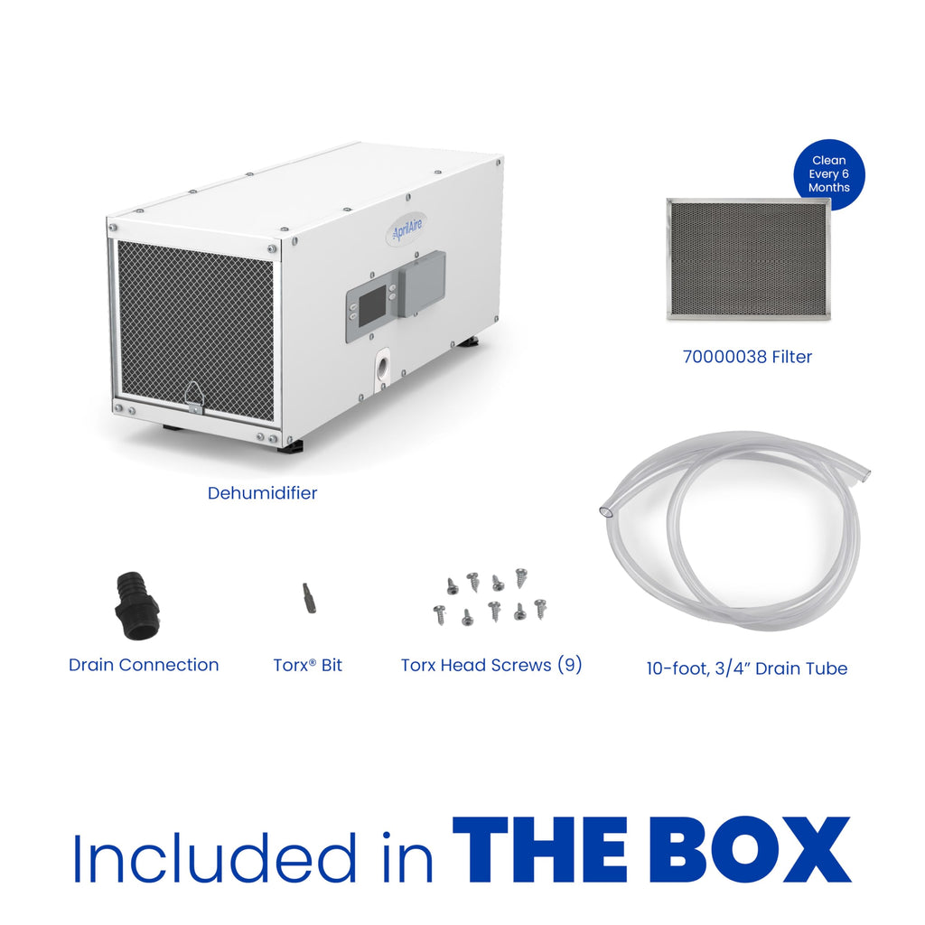 50-Pint Whole-House Dehumidifier with Wi-Fi Thermostat, Drain Hose, Condensate Pump, Bracket, and Hanging Kit L7818
