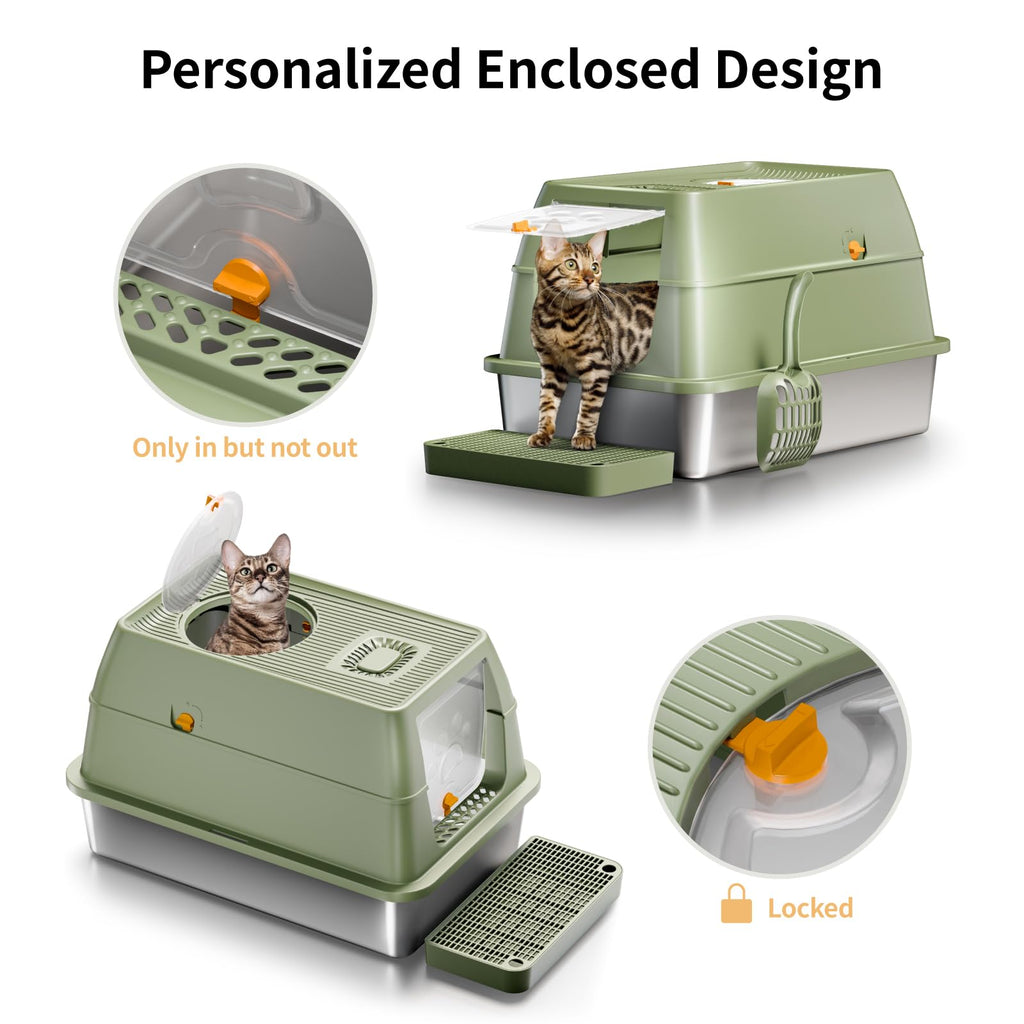 XL Enclosed Stainless Steel Cat Litter Box K5523