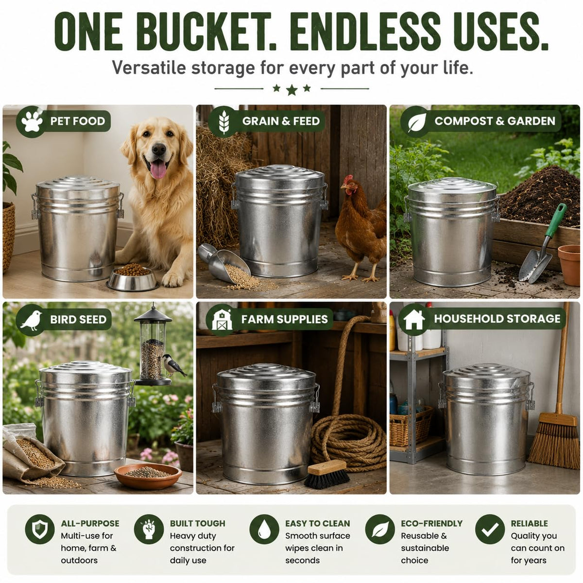 6 Gallon Metal Trash Can with Lid G833256
