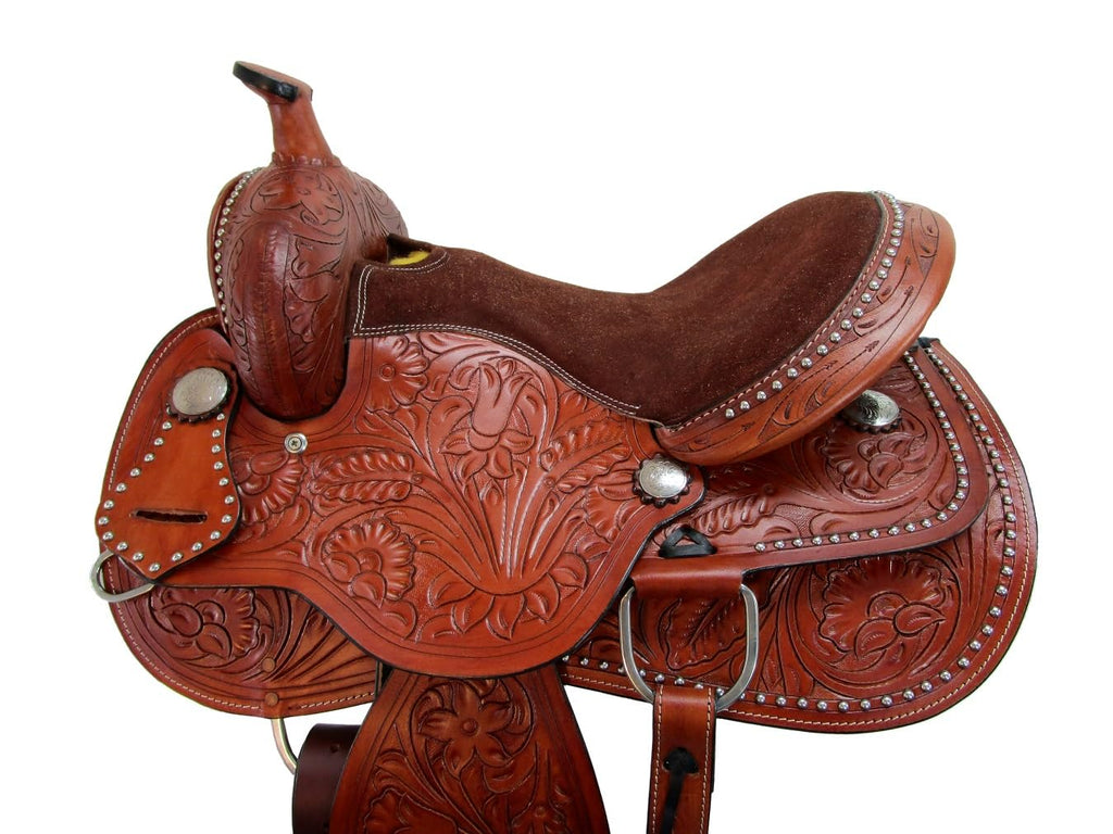 Tooled Leather Western Horse Saddle 15 16 17 18 J3532