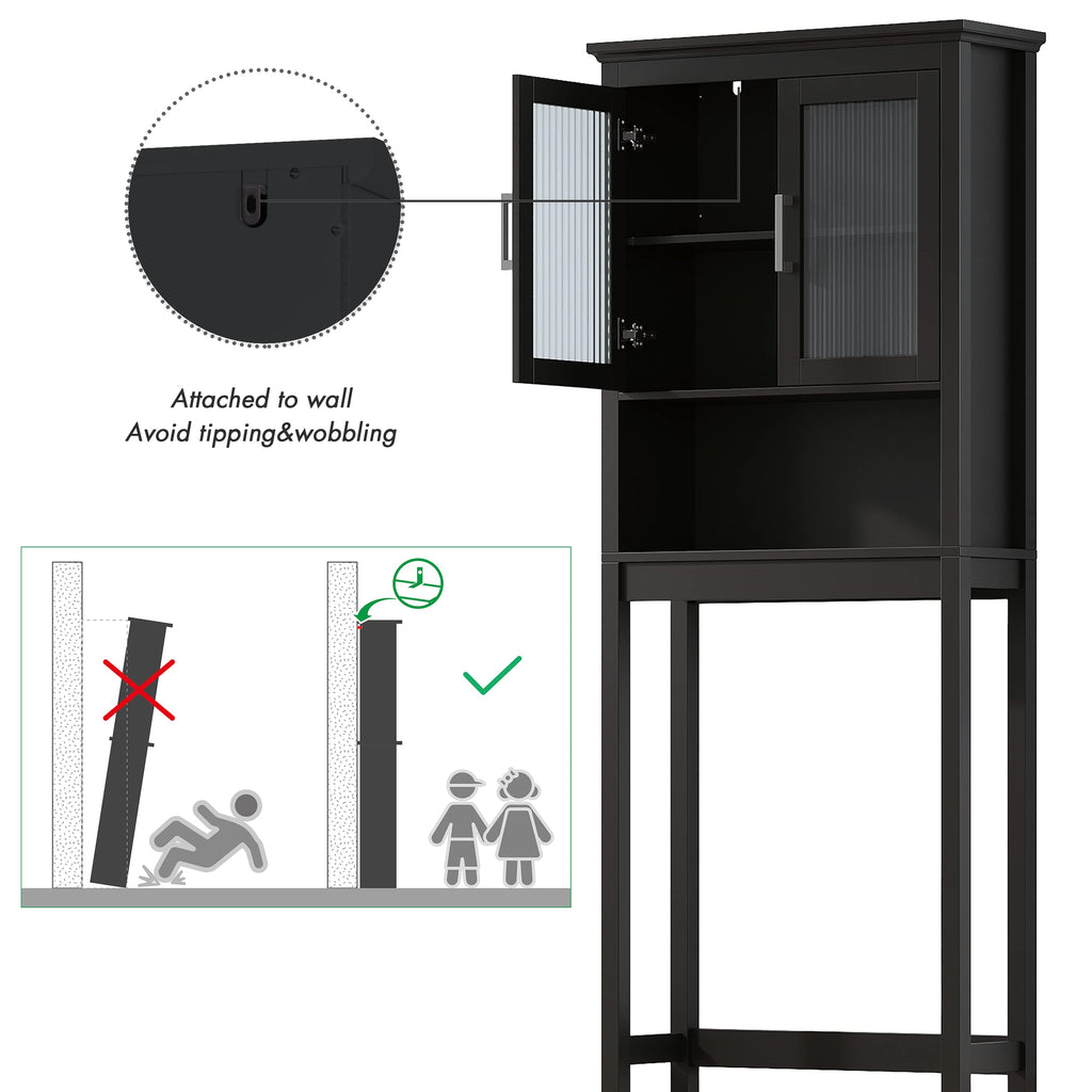 Over the Toilet Storage Cabinet with Glass Doors D6922