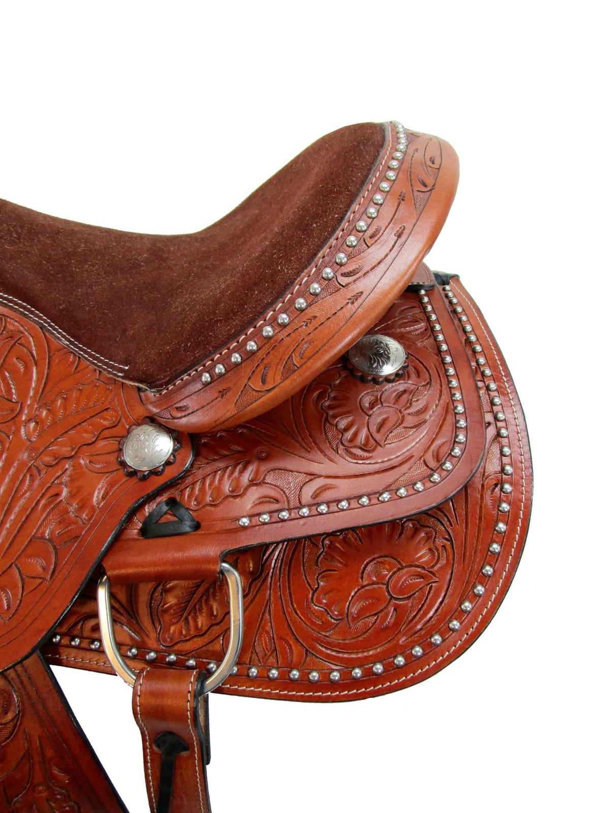 Tooled Leather Western Horse Saddle 15 16 17 18 J3532