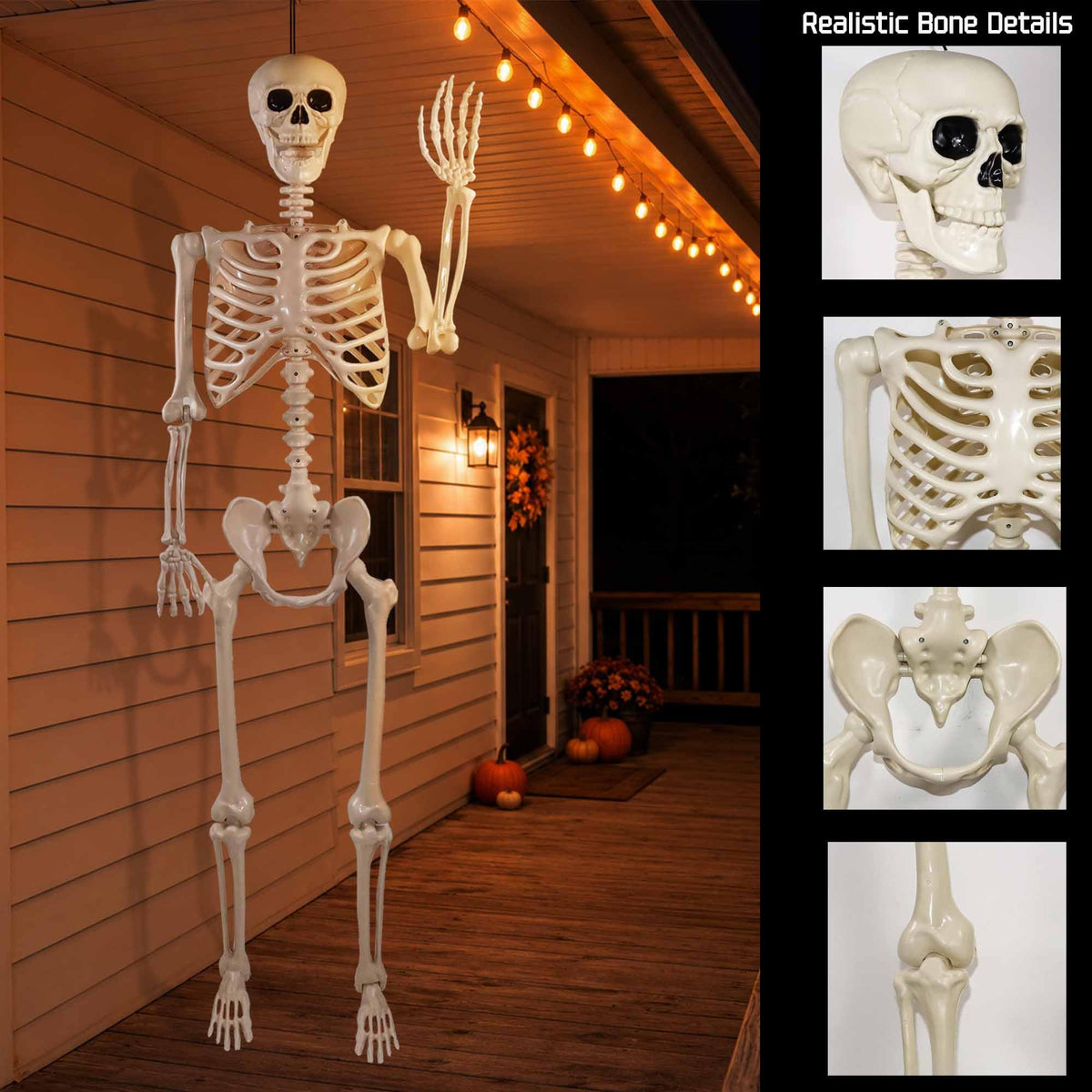 5.4ft Posable Life Size Skeleton with Movable Joints Y895593