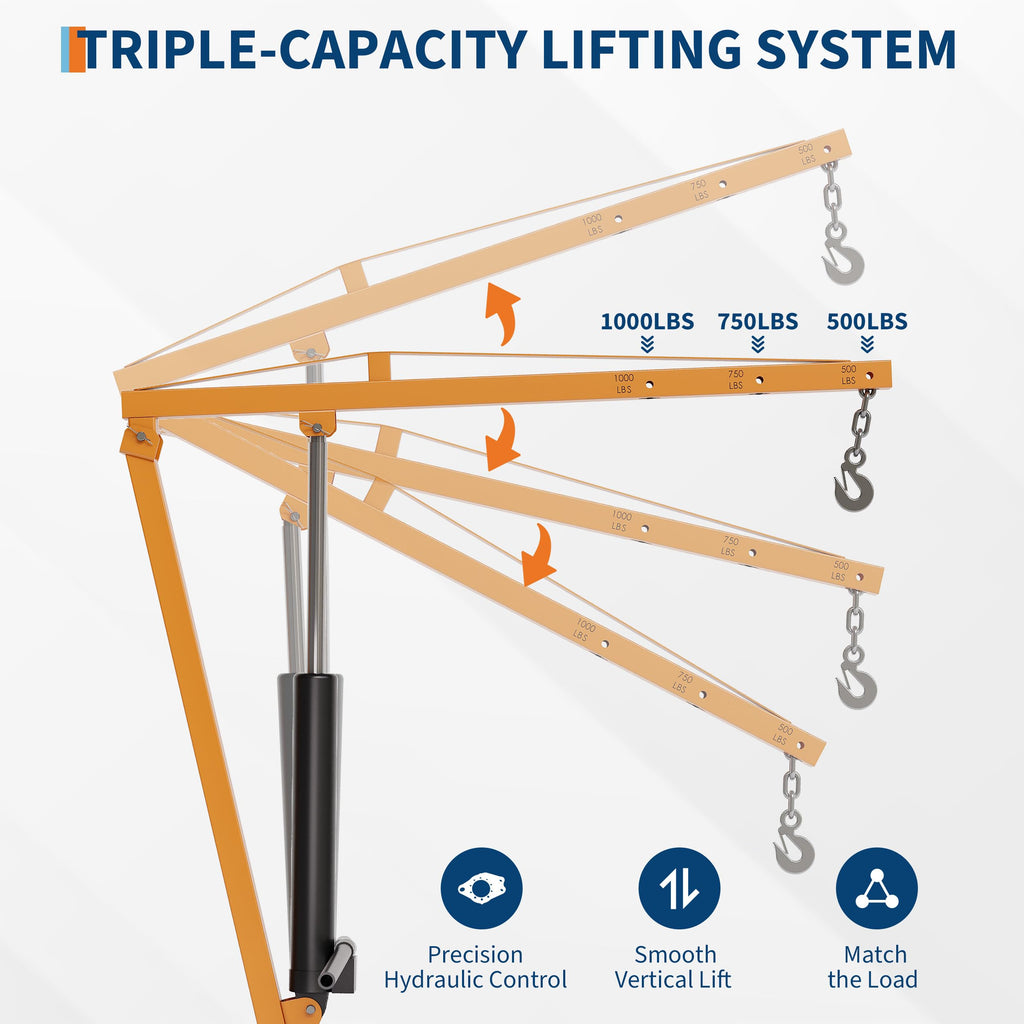 1000 lb Hitch Mount Hydraulic Pickup Truck Crane F4428
