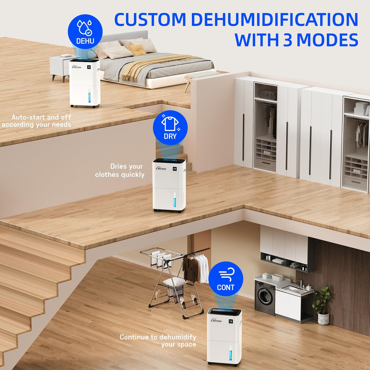 50 Pints Dehumidifier with Drain Hose J5153