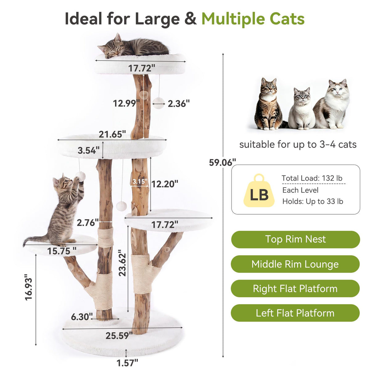 Cat Tree Tower with Scratching Post L2885