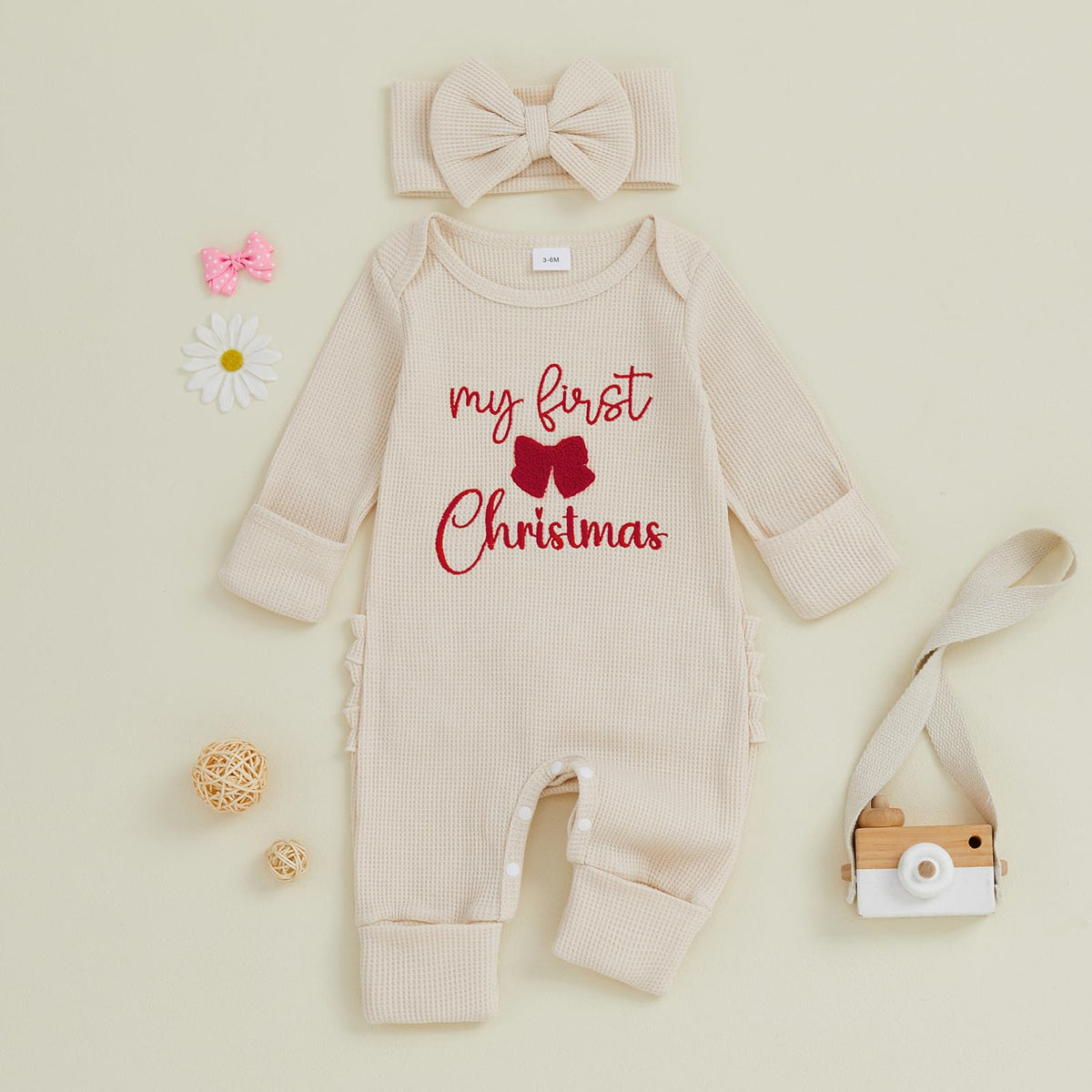 Baby Girl Long Sleeve Jumpsuit with Headband N175