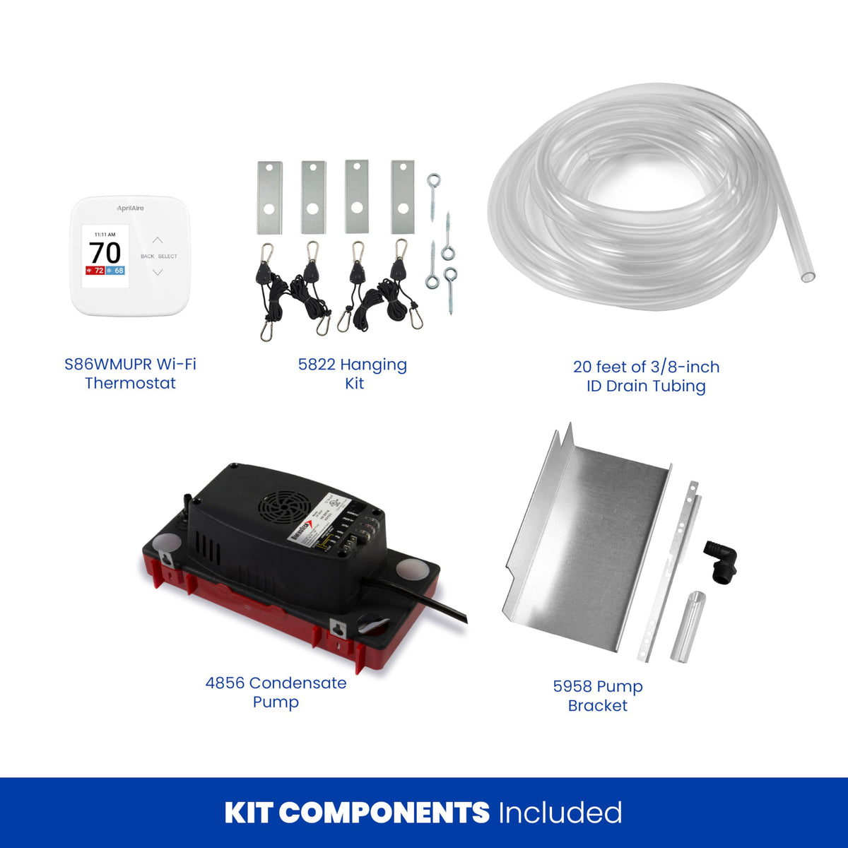 50-Pint Whole-House Dehumidifier with Wi-Fi Thermostat, Drain Hose, Condensate Pump, Bracket, and Hanging Kit L7818