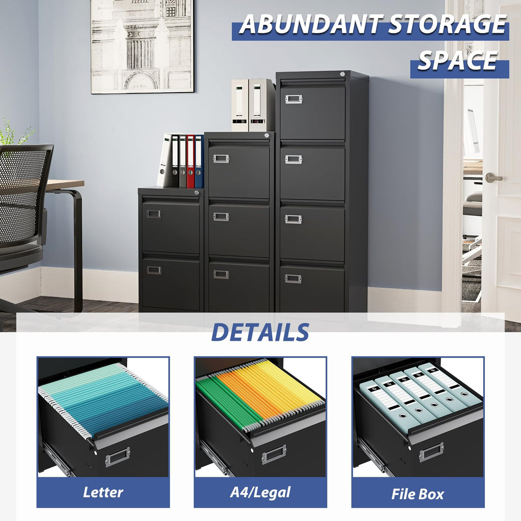 4 Drawer Metal Vertical File Cabinet with Lock H46301
