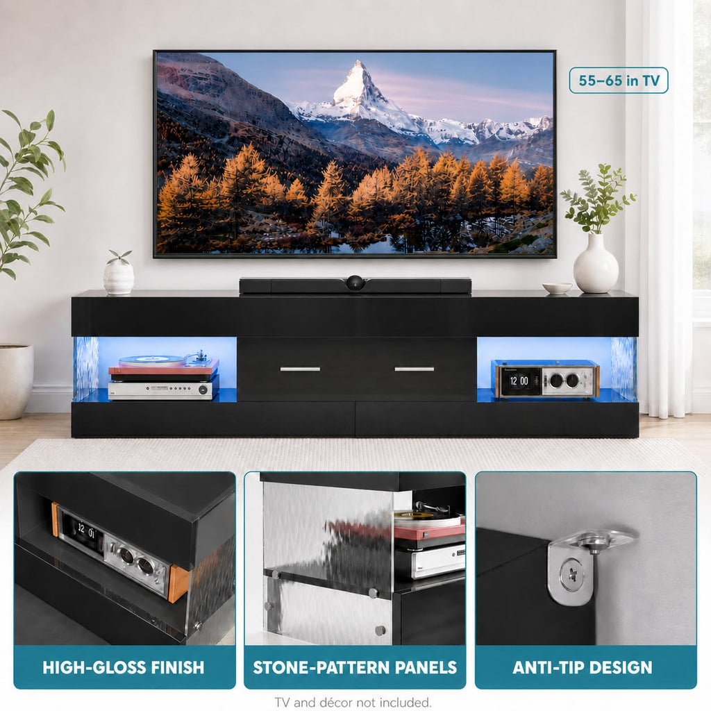 Black 60 Inch TV Stand with Drawer Q3233