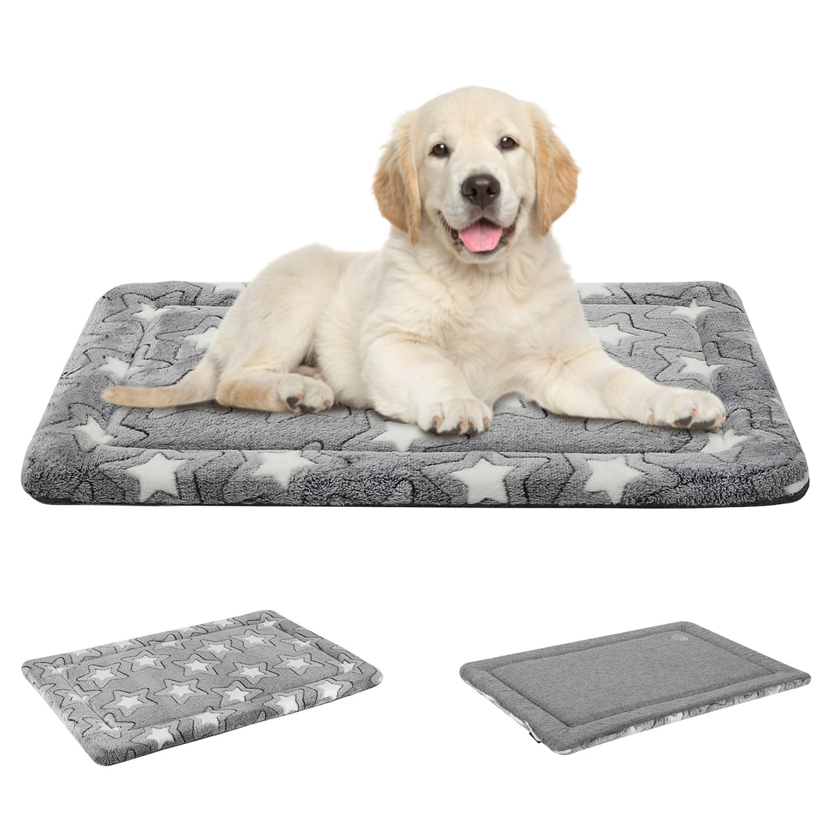 30"x20" Star Pattern Grey Dog Crate Pad E808624