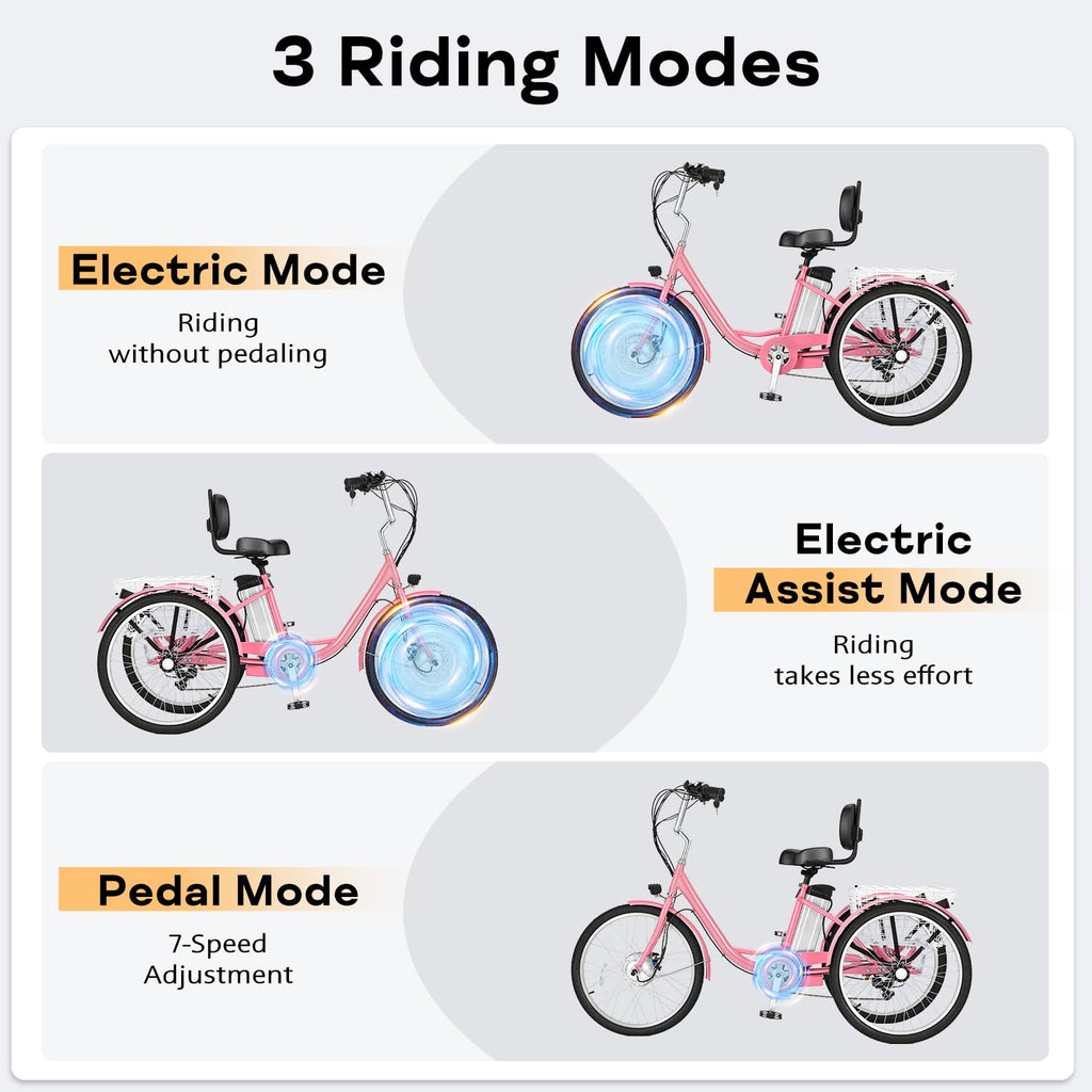 500W 3-Wheel Electric Trike with Removable Battery I19687