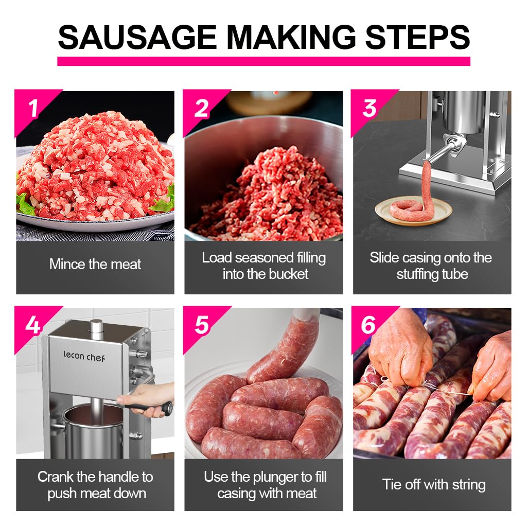 Manual Sausage Stuffer 11lbs/5L Vertical 4 Tubes A84725