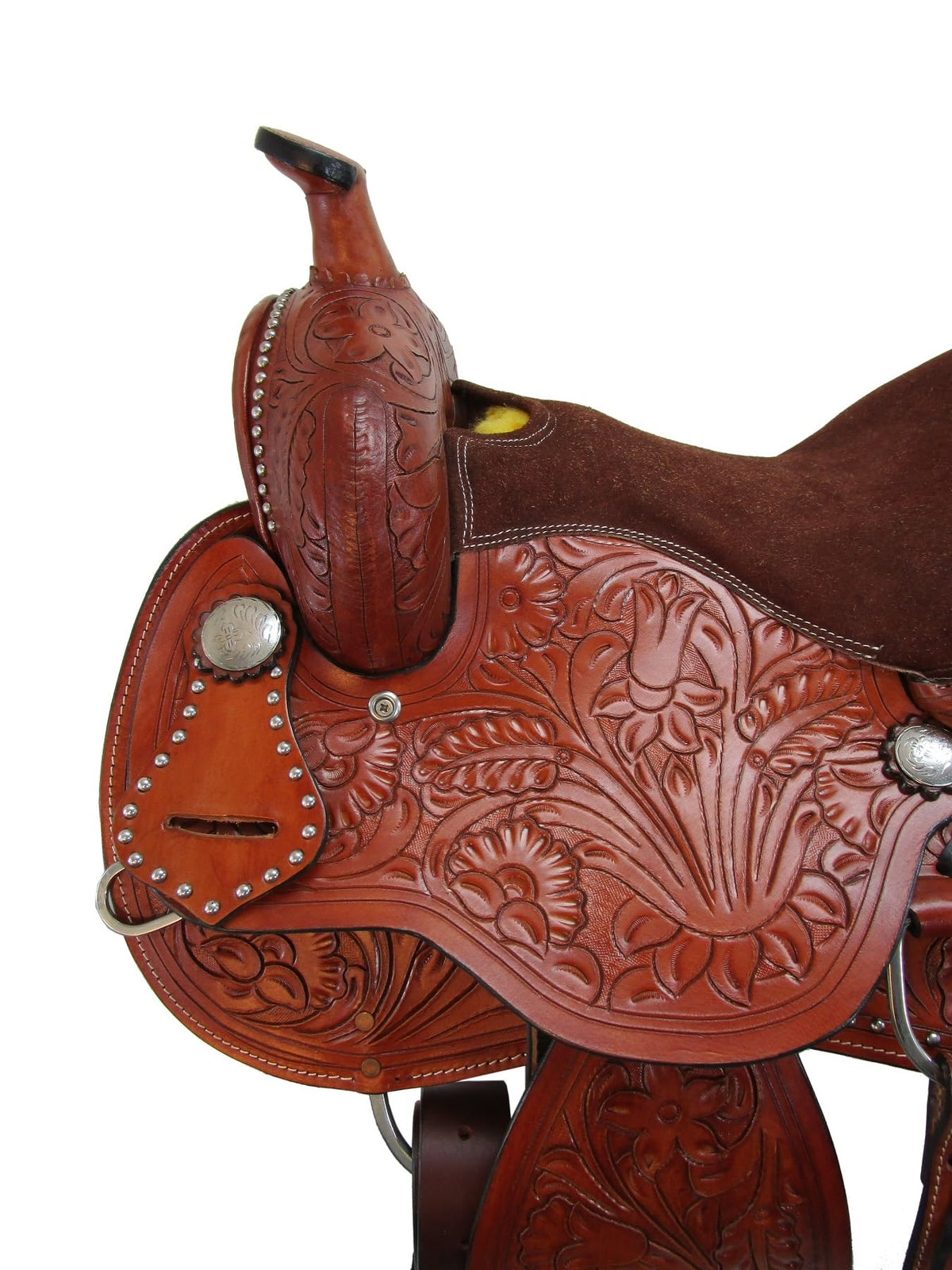 Tooled Leather Western Horse Saddle 15 16 17 18 J3532