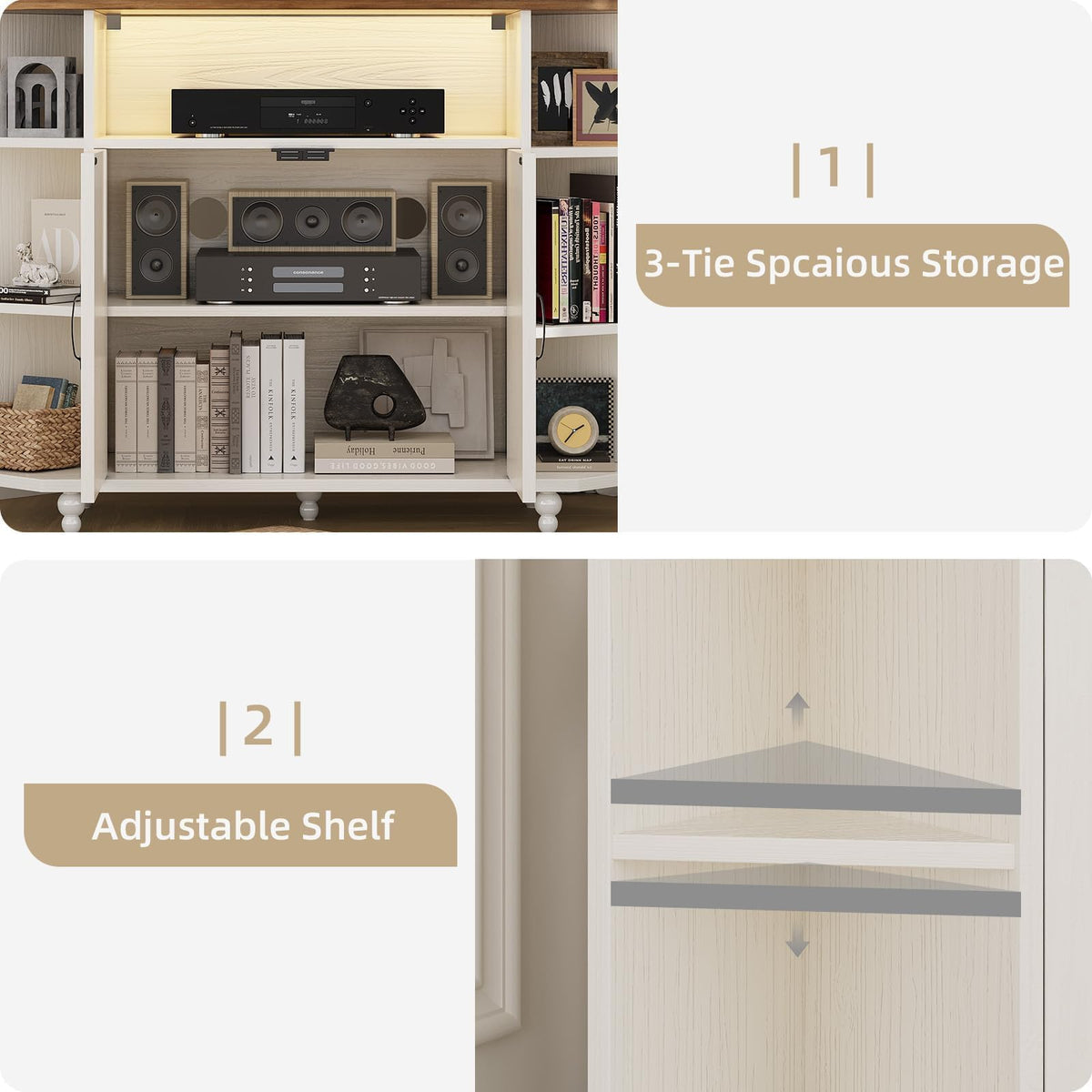 White Corner TV Stand with Storage H6293