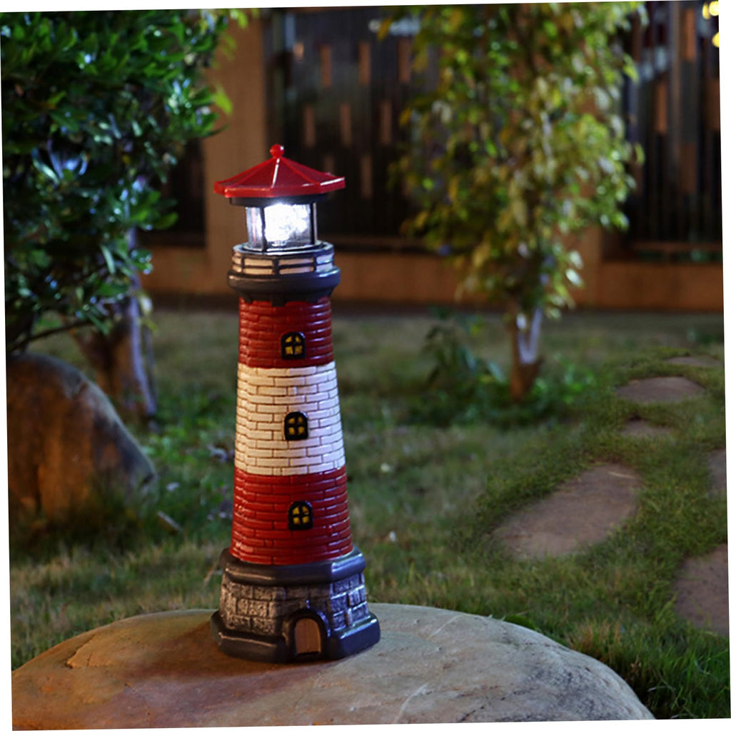 Solar Lighthouse with Rotating LED Lights Waterproof Lighthouse Statue G796