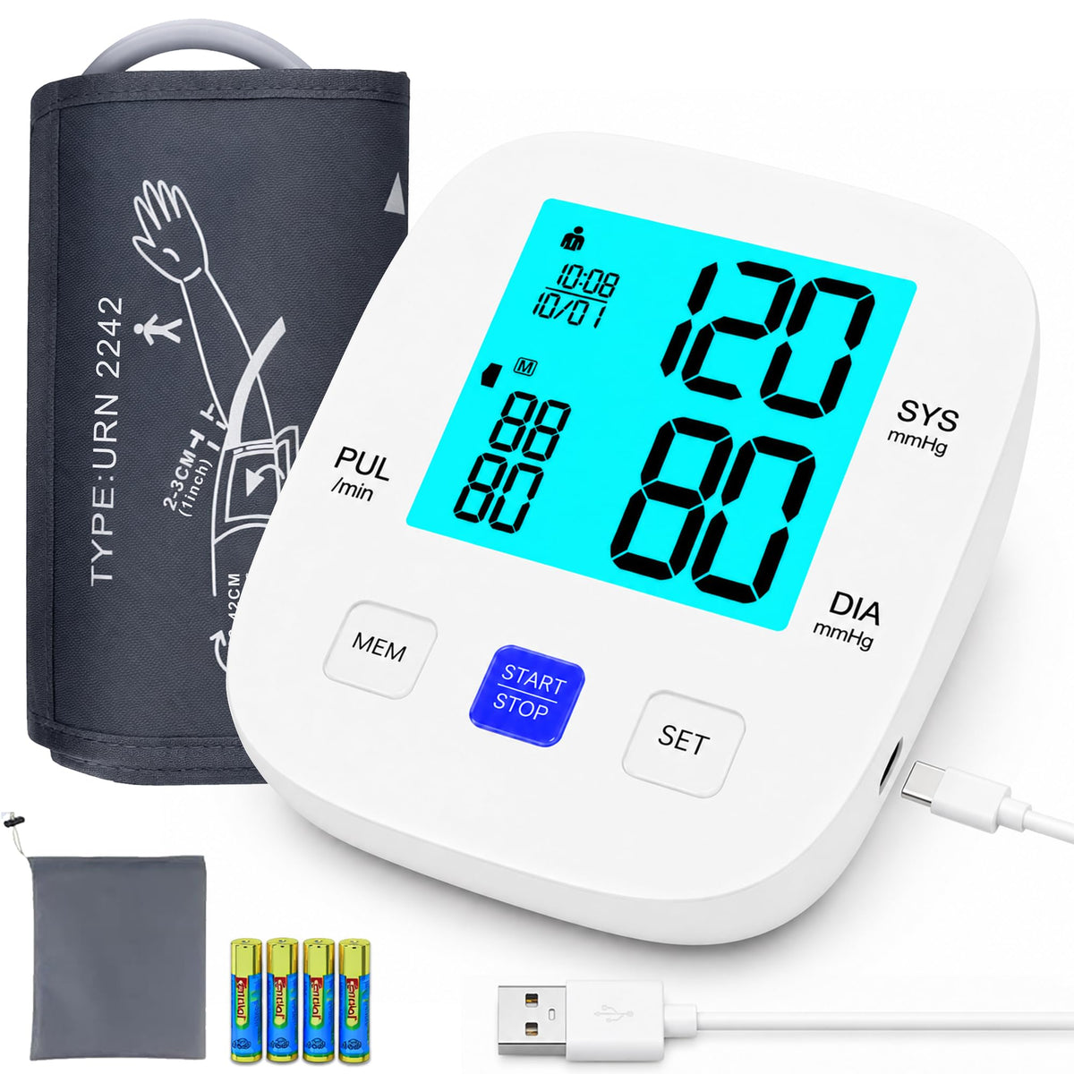 Upper Arm Blood Pressure Monitor with 8.7"-16.5" Cuff V392