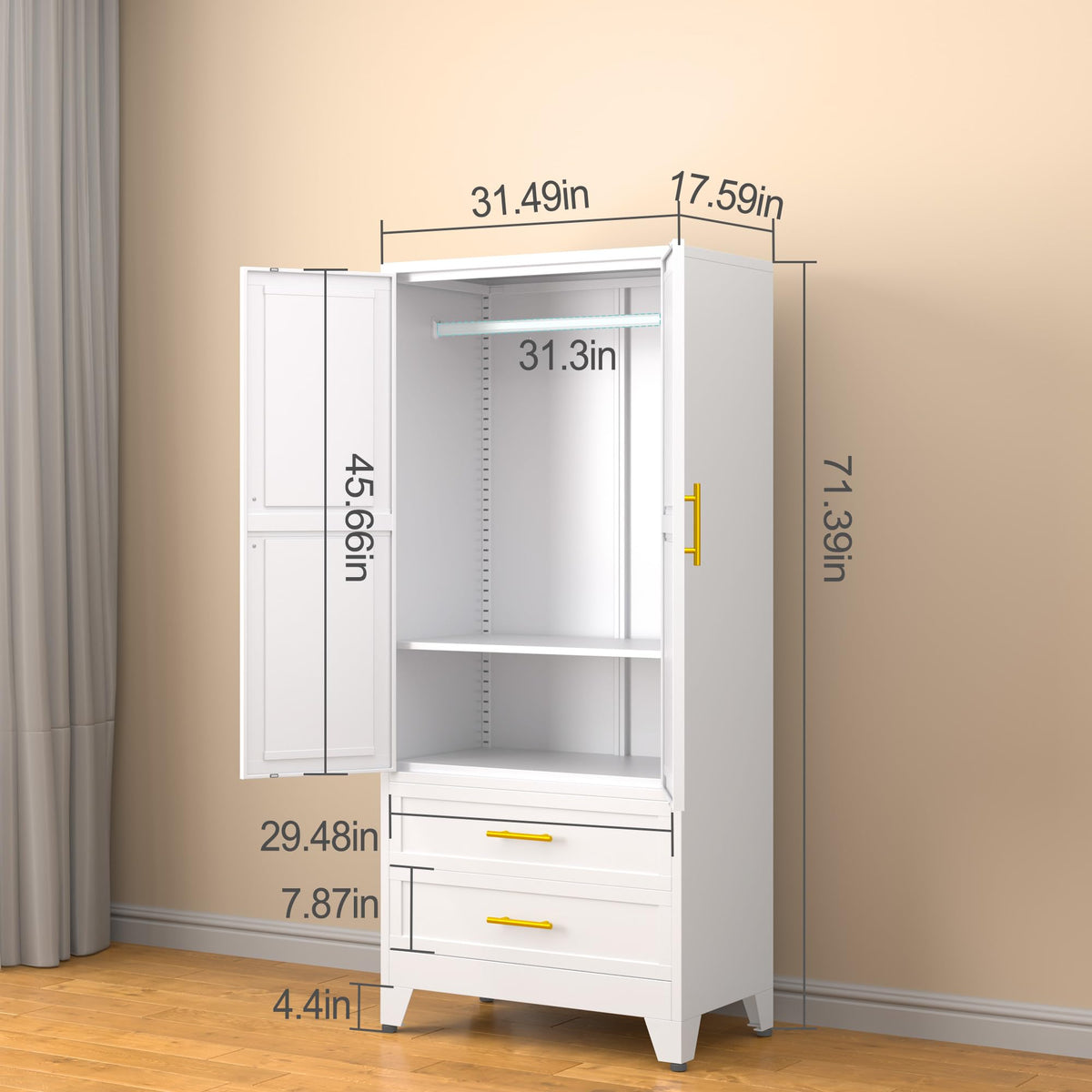 Metal Armoire Wardrobe Closet M304818