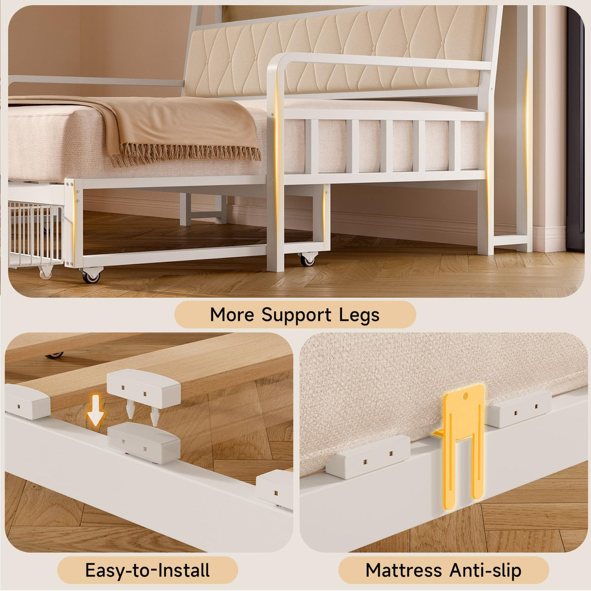 White Twin Daybed with Pop up Trundle V652