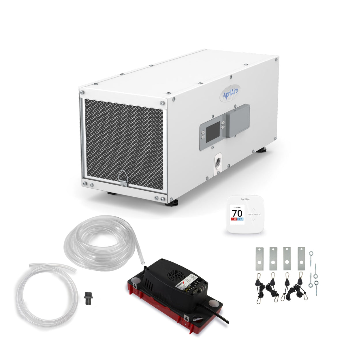 50-Pint Whole-House Dehumidifier with Wi-Fi Thermostat, Drain Hose, Condensate Pump, Bracket, and Hanging Kit L7818