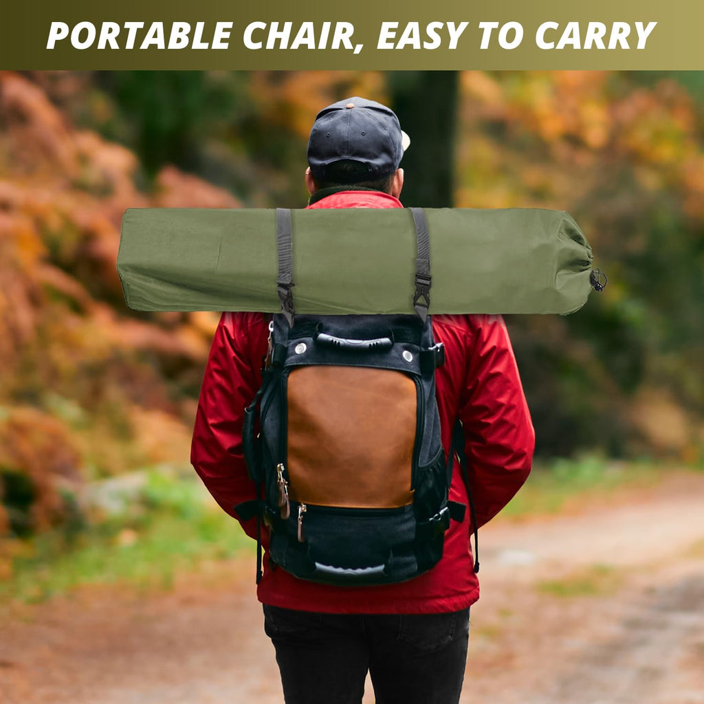 2 Pack Folding Camping Chairs with High Back, 300lbs Capacity, Green O910040