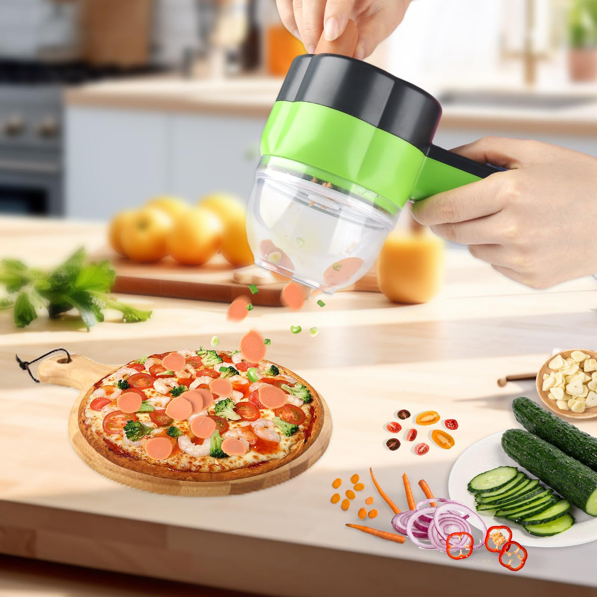 Electric Vegetable Slicer Set 4 in 1 Portable Rechargeable Wireless Food Processor O5620