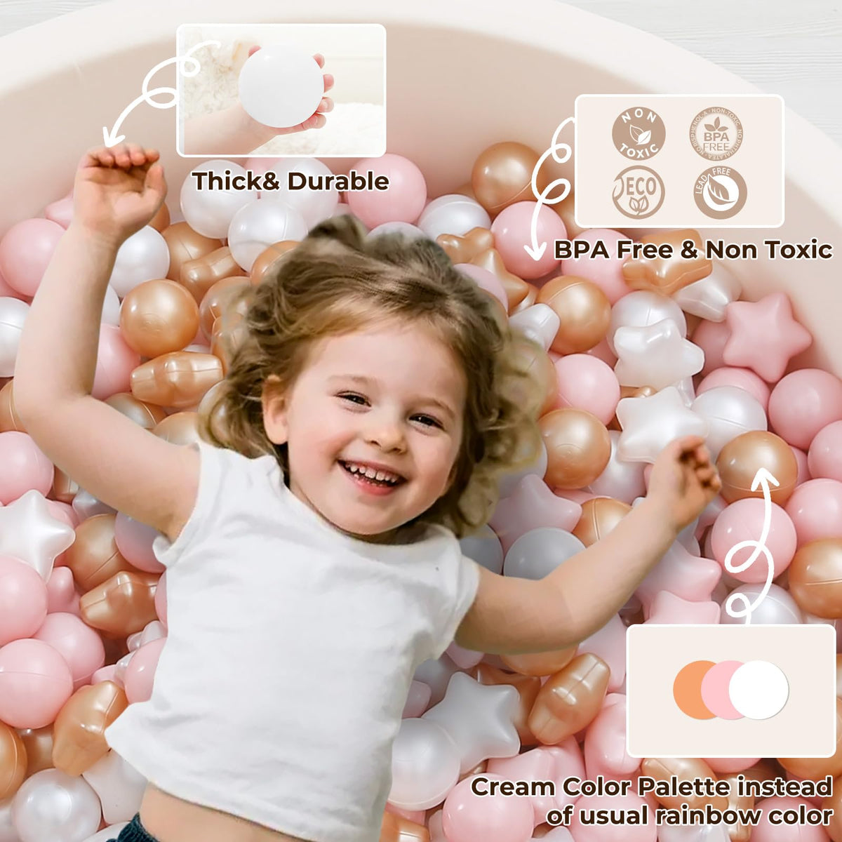 50 100 200 Count Star Ball Pit Balls Non-Toxic Plastic T279442