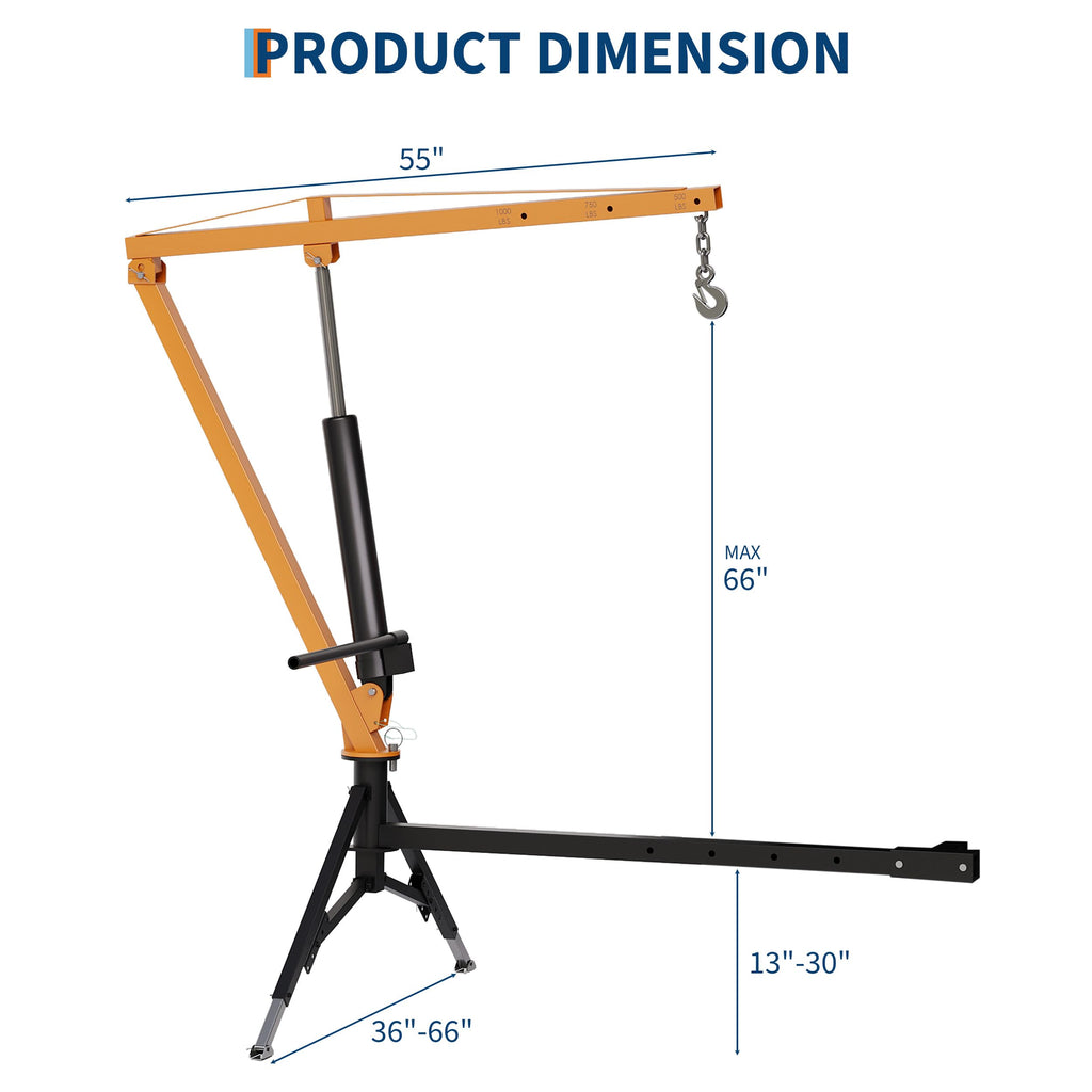 1000 lb Hitch Mount Hydraulic Pickup Truck Crane F4428