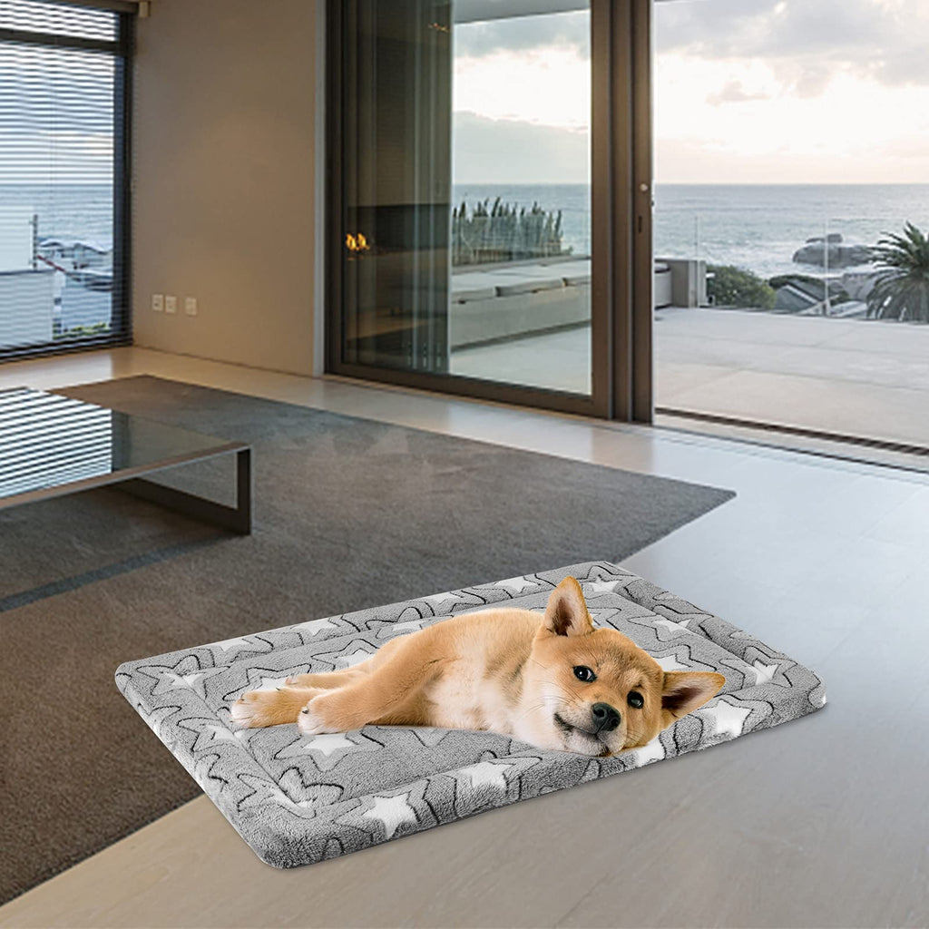 30"x20" Star Pattern Grey Dog Crate Pad E808624