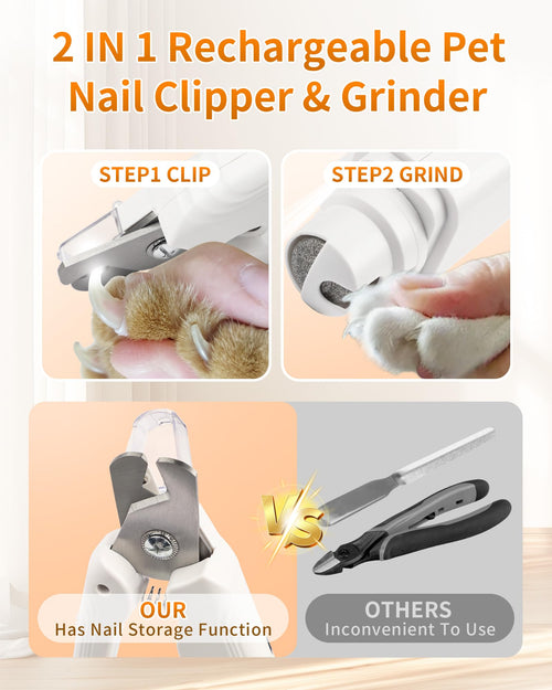 2-in-1 Dog & Cat Nail Clippers & Grinder with LED Light A47392