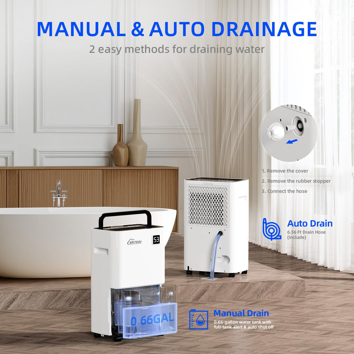 50 Pints Dehumidifier with Drain Hose J5153
