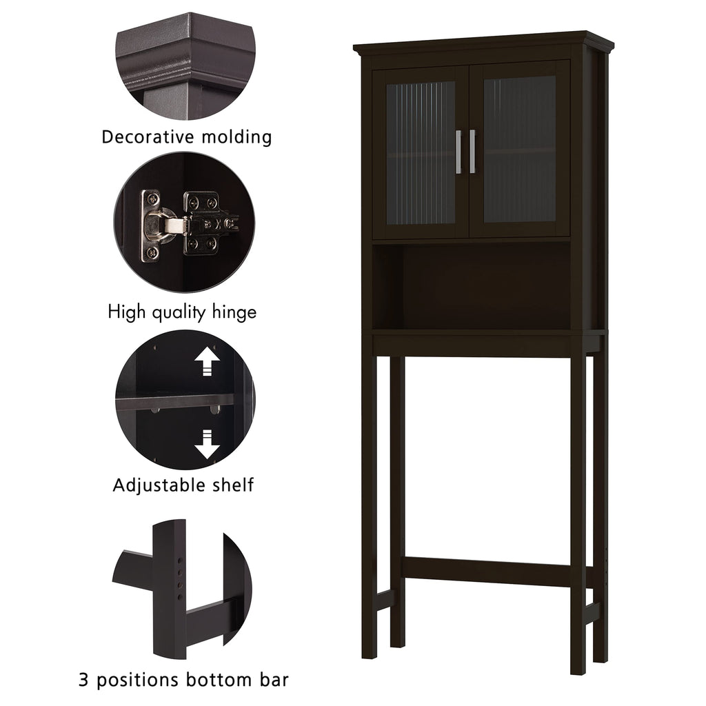 Over the Toilet Storage Cabinet with Glass Doors D6922