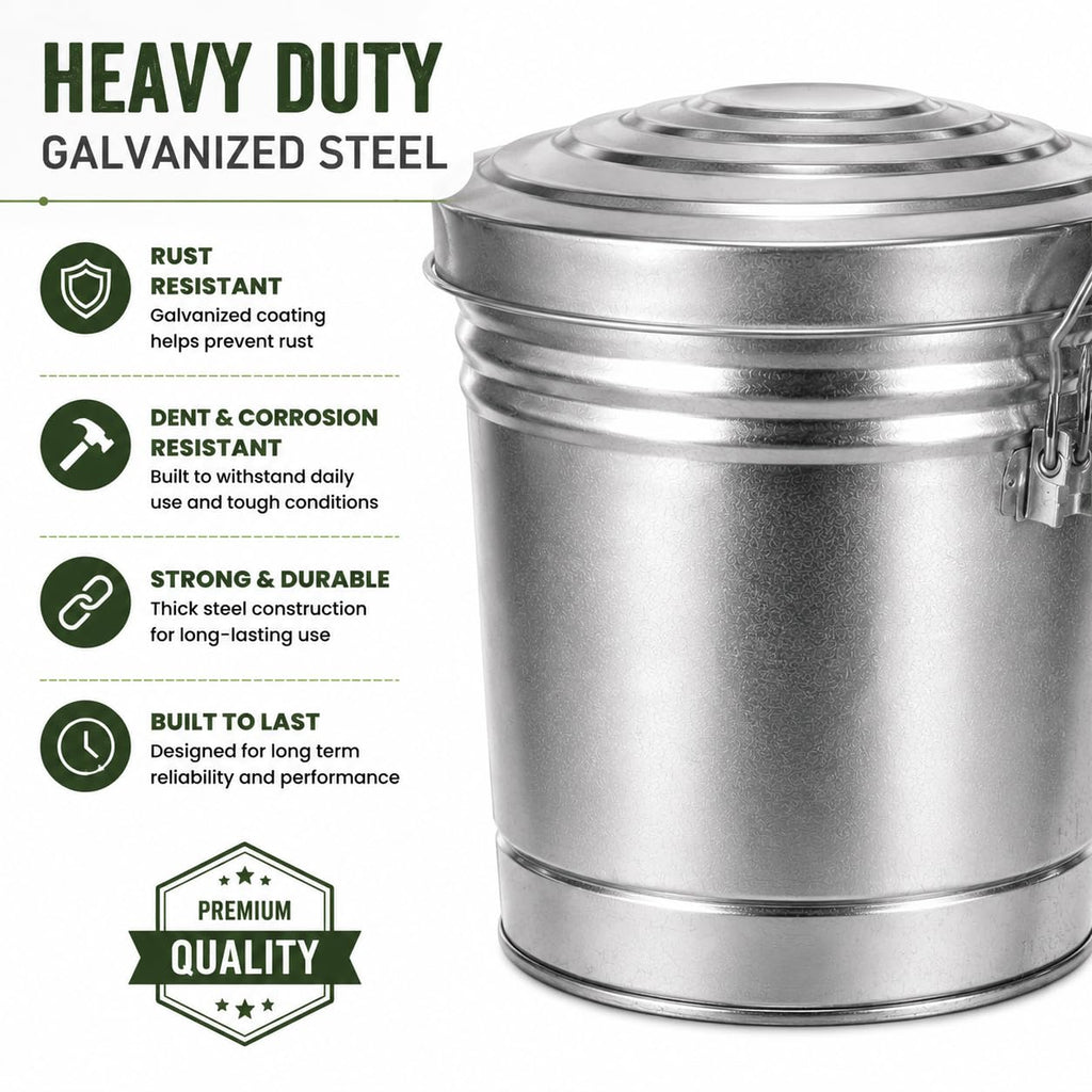 6 Gallon Metal Trash Can with Lid G833256