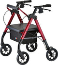 Heavy Duty Petite Rollator Walker with Padded Seat, 8" Wheels, Red A686214