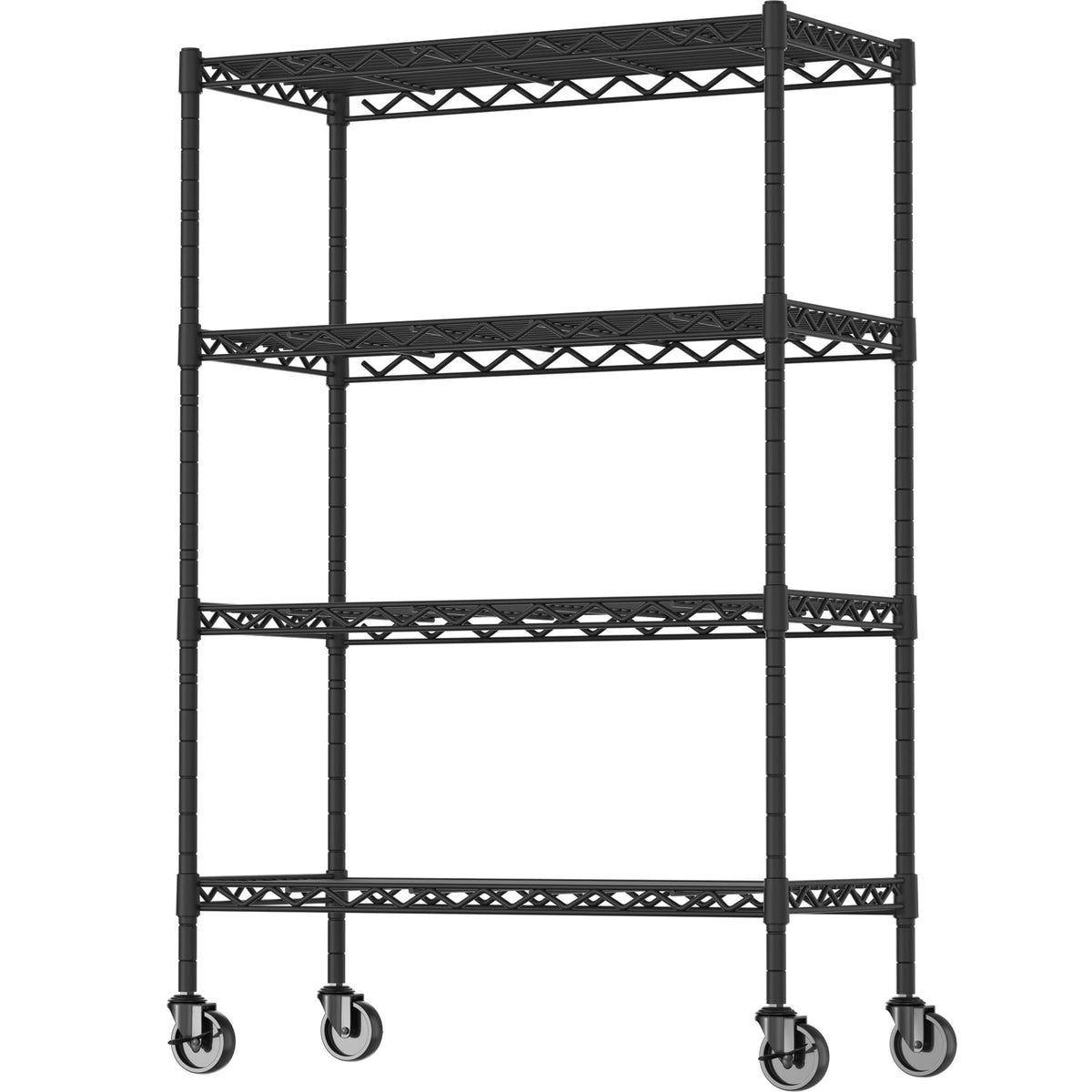 4-Shelf Adjustable Metal Storage Shelving Unit on Wheels, Black T9193
