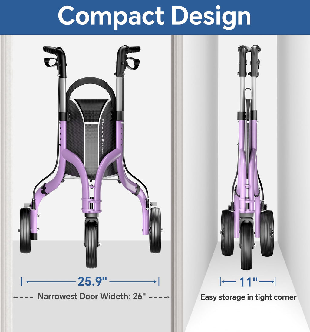 Lightweight Foldable Aluminum 3 Wheel Walkers A643