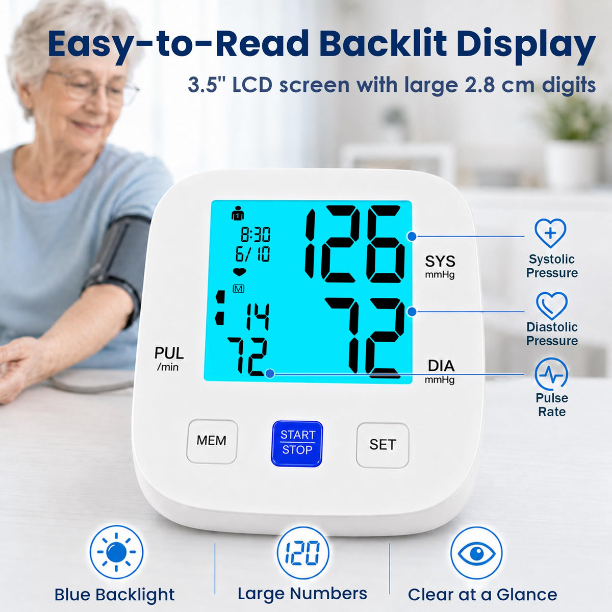 Upper Arm Blood Pressure Monitor with 8.7"-16.5" Cuff V392