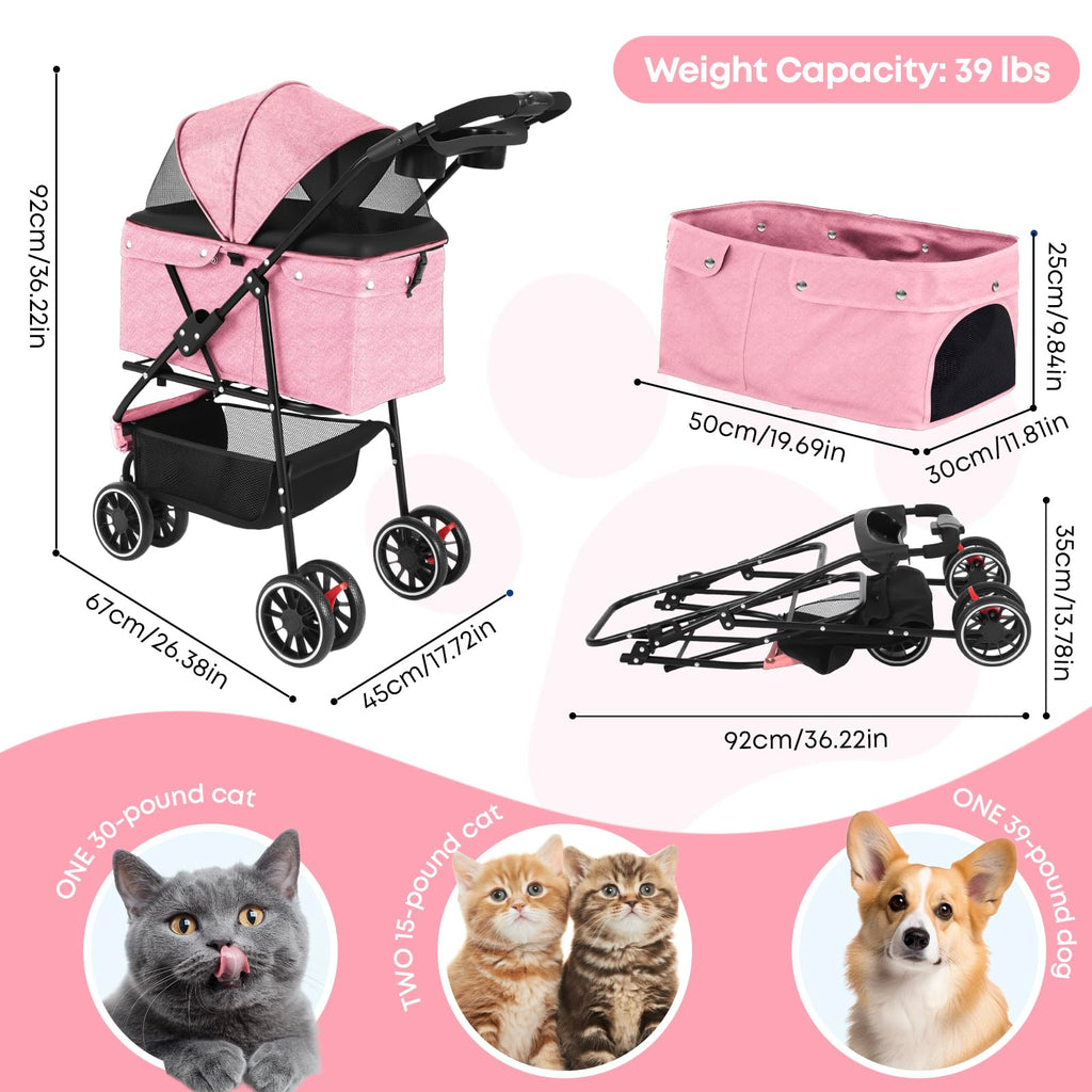 Pink 3 Wheels Pet Stroller F699865