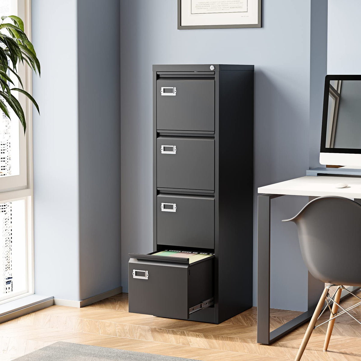 4 Drawer Metal Vertical File Cabinet with Lock H46301